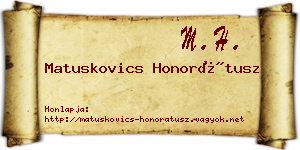 Matuskovics Honorátusz névjegykártya